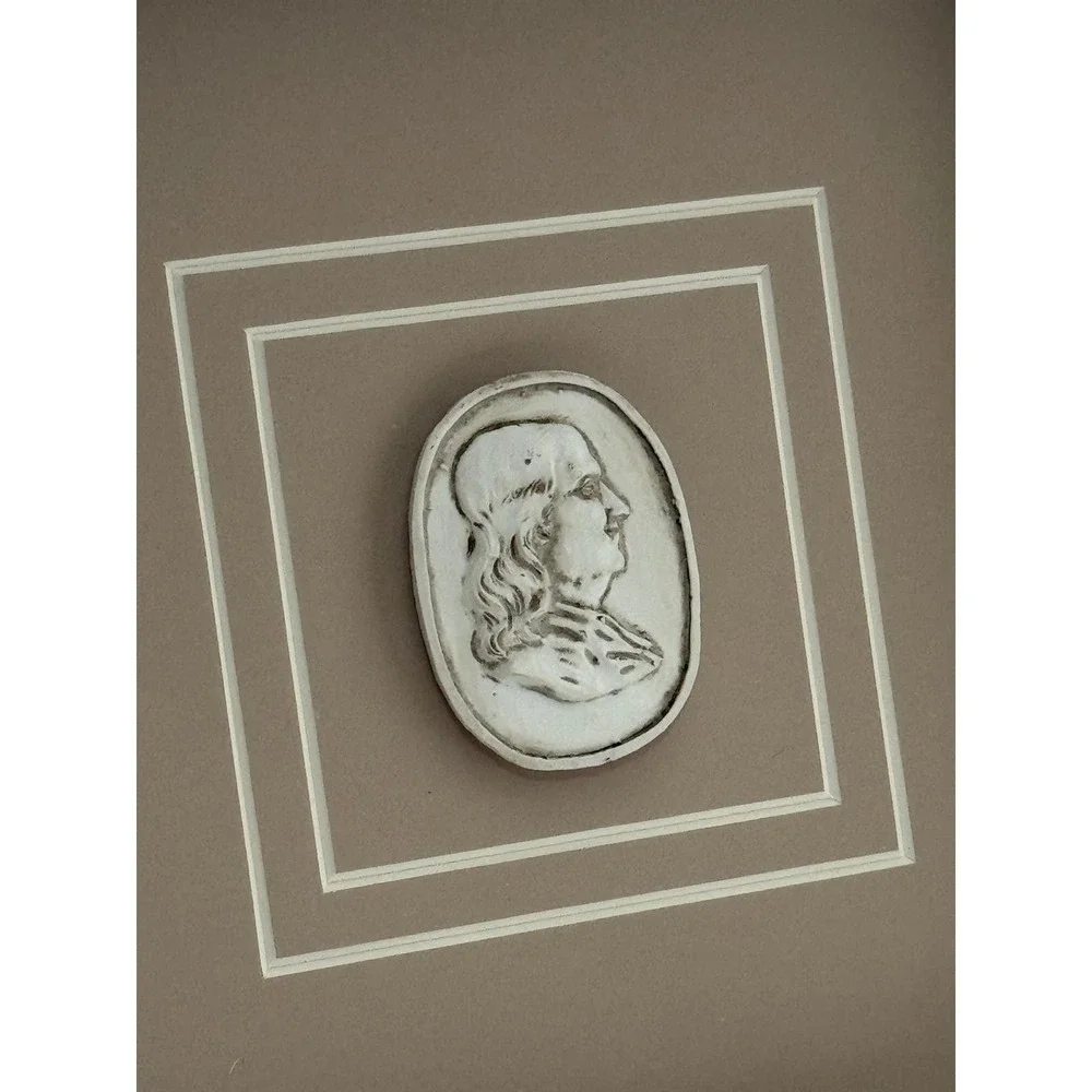 Set of 3 Framed Ceramic Intaglio Bust Relief Wall Art Vintage-Style 9.5 Inch